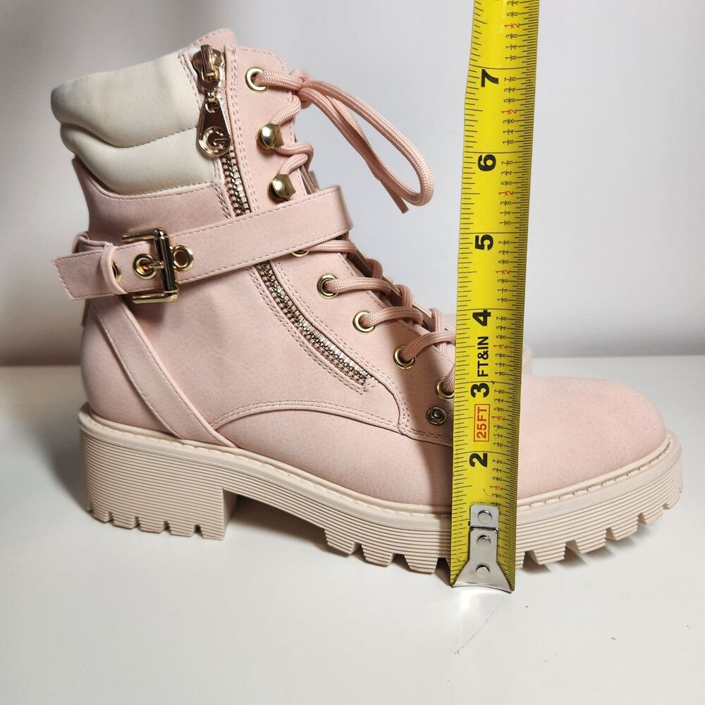 GBG LOS ANGELES G by GUESS Pink Combat Boots Women’s Size 7.5 Lace-Up Ankle Shoe - Picture 4 of 6